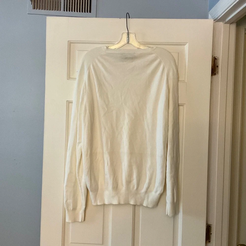 Polo Ralph Lauren Mens XL White Pima Cotton V-Neck Sweater Pony Logo heritage